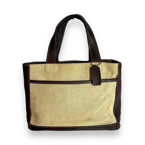 Vintage 1998 Coach Usa Canvas Leather‎ Hand Bag D9X6121